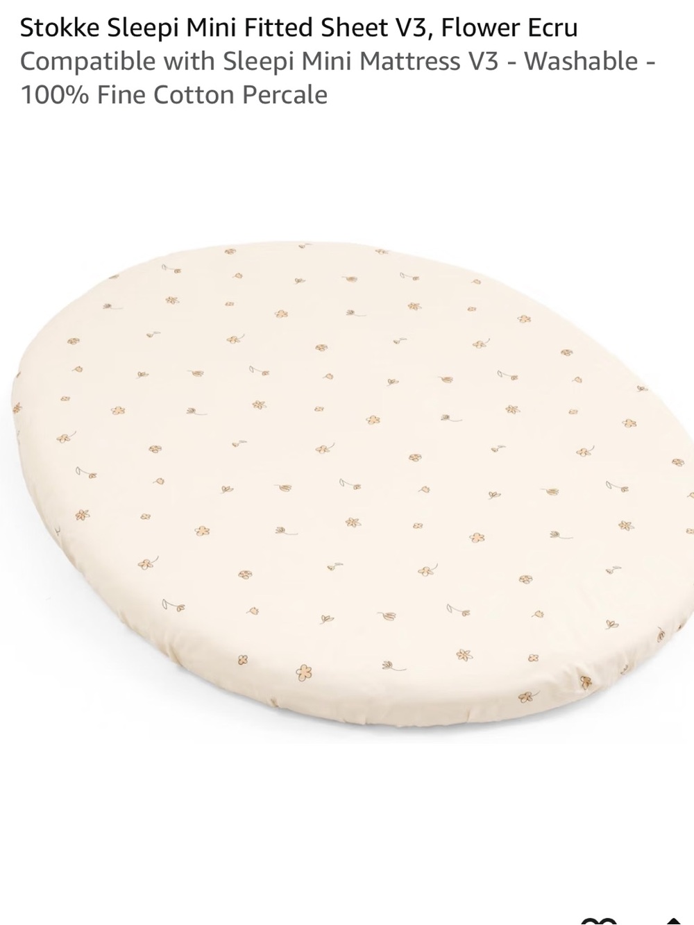Stokke Sleepi Mini Fitted Sheet - Ecru Floral